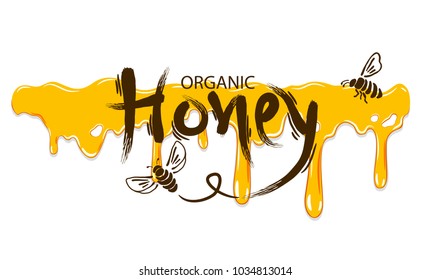 Honey label isolated on white background.Vector iilustration.