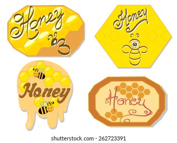 Honey label logo vector illustration