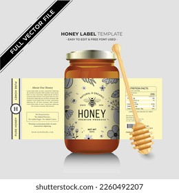 Honey label and natural honey design with vector new honey jar label product design creative packaging gold honey and black label sticker label.
