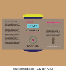 Etiqueta de miel y diseño de miel natural con el vector nuevo diseño del producto de etiqueta del frasco de miel diseño creativo de empaque gráfico editable vectorial, diseño de etiqueta de alimentos, etc. archivo eps.