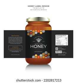 Etiqueta de miel y envasado diseño de etiquetas en blanco y negro etiqueta creativa diseño de abejas diseño de combo de miel naturaleza diseño de etiqueta de comida pura