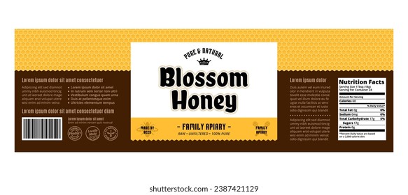 Honey label or packaging design template. Vector honey illustration