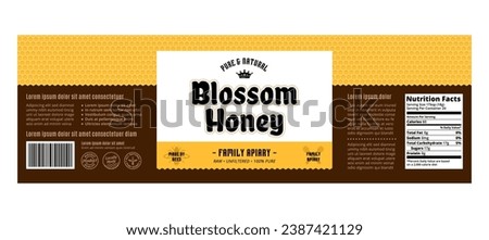 Honey label or packaging design template. Vector honey illustration
