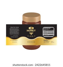 Honey label sticker and honey design banner, Honey Packaging, Bee honey, Label for print, Print ready file, Vector design, pack, vector packaging, Food label, Nutrition Label, 