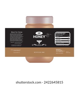 Honey label sticker and honey design banner, Honey Packaging, Bee honey, Label for print, Print ready file, Vector design, pack, vector packaging, Food label, Nutrition Label, 