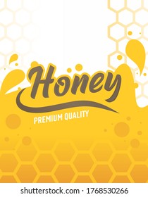 Honey label sticker or packaging design illustratin vector, with yellow orange color and honey comb