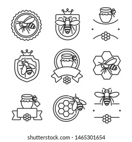 Honey labels and elements set. Collection  icon honey. Vector