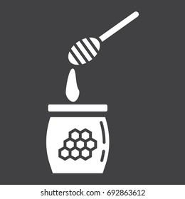 Honey ladle glyph icon, food and drink, beehive sign vector graphics, a solid pattern on a black background, eps 10.