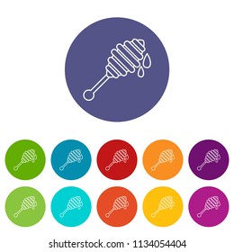 Honey ladle icons color set vector for any web design on white background