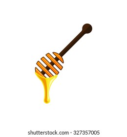 Honey ladle. Vector illustration.