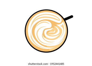 Honey Latte Illustration with Black Mug
