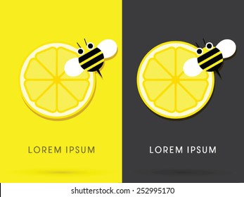 Honey and lemon with bee, logo, symbol, icon, graphic, vector.