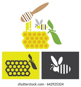 Honey and lemon with bee logo symbol icon graphic vector.