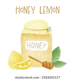 Honey lemon, hand drawn, watercolor