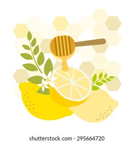 Honey lemon isolated on hive background