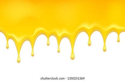 Honey or lemon jelly drops. Honey drips vector illustration. Seamless horizontal background.