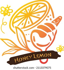 honey lemon tea logo vector for designer