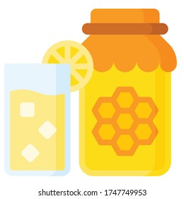 Honey lemonade icon, Beverage flat style vector illustration