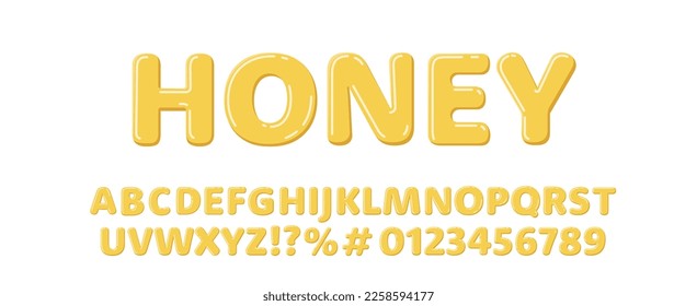 Honey letters set. Bubble font. Flat style.