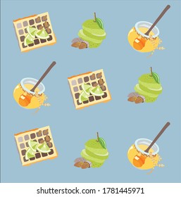 Honey with lime on a blue backgraund