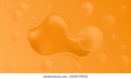 Honey liquid background with gradation color bubbles. Vector illustration. Suitable for wallpapers, presentations, banners, etc.