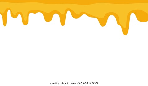 Honey liquid drips Vector illustration. Golden flow syrup, healthy fluid. Dripping honey element isolated on white background