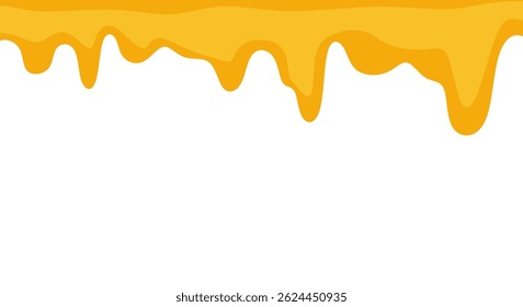Honey liquid drips Vector illustration. Golden flow syrup, healthy fluid. Dripping honey element isolated on white background