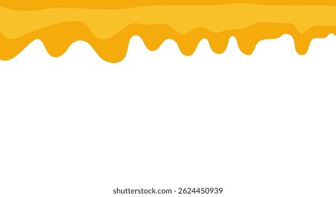 Honey liquid drips Vector illustration. Golden flow syrup, healthy fluid. Dripping honey element isolated on white background