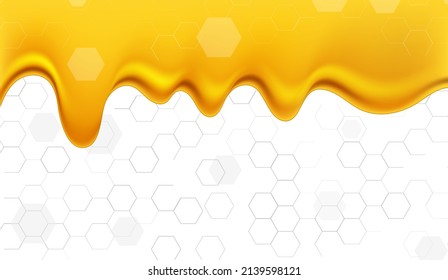 Honey liquid golden texture, honey vector bee drop syrup flowing sweet closeup food organic jelly background