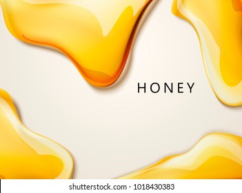 Honey liquid texture, golden honey in 3d illustration for design uses