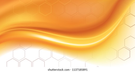 Honey liquid texture, golden honey in 3d illustration for design uses.Realistic vector honey background.Dripping honey seamlessly repeatable