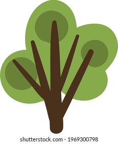 Honey Locust Tree, Icon Illustration, Vector On White Background