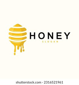 Honey Logo, Honey Bee Animal Vector, Livestock Design Simple Minimalist Icon Symbol Illustration