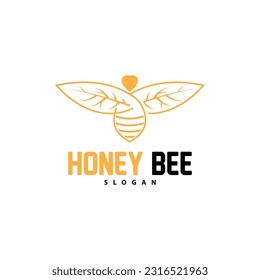 Honey Logo, Honey Bee Animal Vector, Livestock Design Simple Minimalist Icon Symbol Illustration