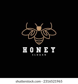 Honey Logo, Honey Bee Animal Vector, Livestock Design Simple Minimalist Icon Symbol Illustration