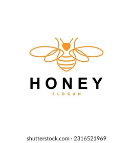 Honey Logo, Honey Bee Animal Vector, Livestock Design Simple Minimalist Icon Symbol Illustration
