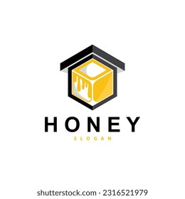 Honey Logo, Honey Bee Animal Vector, Livestock Design Simple Minimalist Icon Symbol Illustration