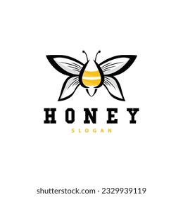 Honey Logo, Honey Bee Animal Vector, Livestock Design Simple Minimalist Icon Symbol Illustration