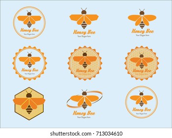 honey logo with bee element vector