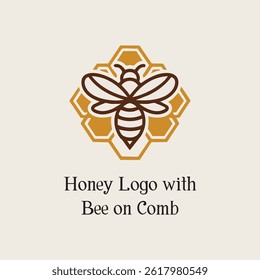 Honey Logo with Bee on Comb