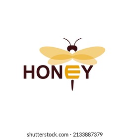 Honey logo design bee symbol concept. Vector illustration of a honey company