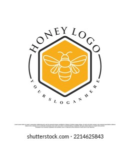 Diseño de logotipo de miel con concepto creativo Vector Premium