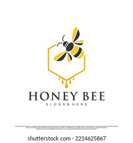 Honey logo design with creative concept Premium Vector