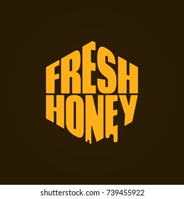 Honey logo design. Fresh honey comp lettering background.