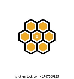 Honey logo icon design, Vector illustration, House with Honey Logo Design Concept. Food logo template