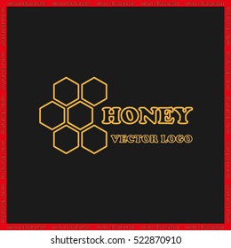 honey logo icon vector illustration eps10. Isolated badge honey comb for website or app - stock infographics