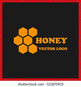 honey logo icon vector illustration eps10. Isolated badge honey comb for website or app - stock infographics