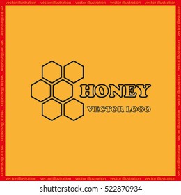 honey logo icon vector illustration eps10. Isolated badge honey comb for website or app - stock infographics