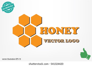 honey logo icon vector illustration eps10. Isolated badge honey comb for website or app - stock infographics.
