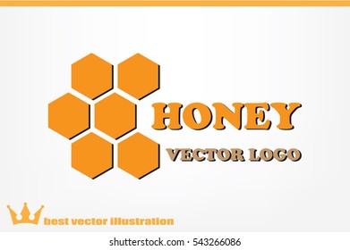 honey logo icon vector illustration eps10. Isolated badge honey comb for website or app - stock infographics